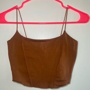 Windsor Brown Spaghetti Strap Crop Top
